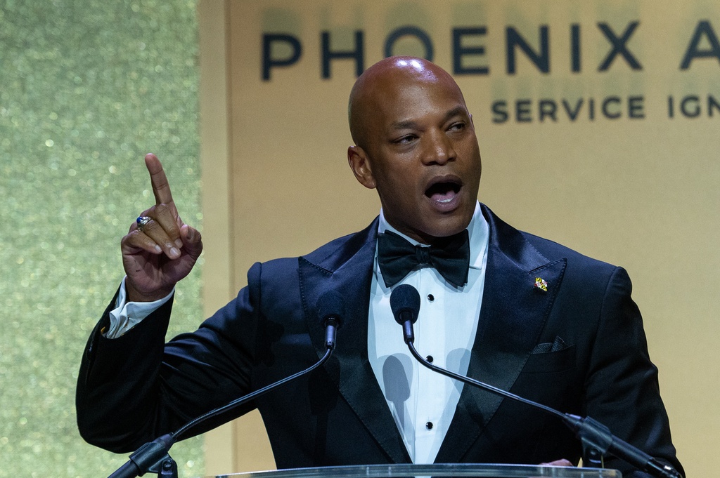 Maryland Gov. Wes Moore speaks Sept. 27 during the Congressional Black Caucus Foundation Phoenix Awards Dinner in Washington.